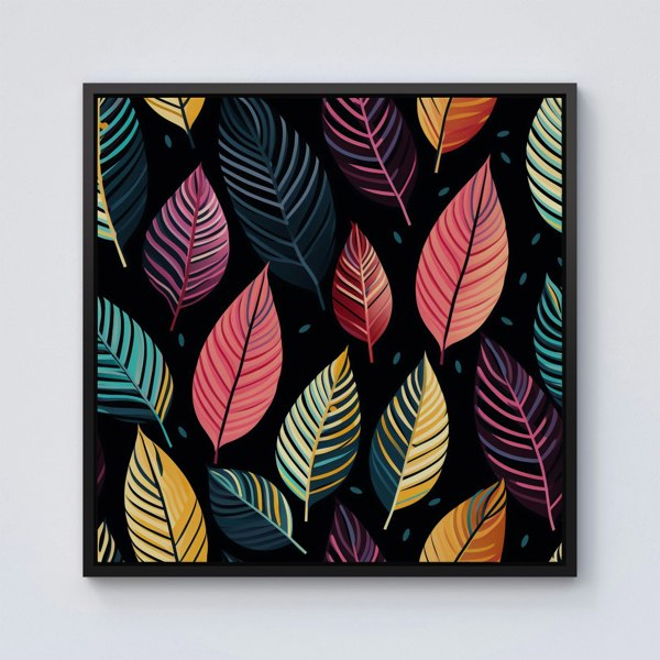 Warren Reed Colourful Leaves Pattern Framed Canvas