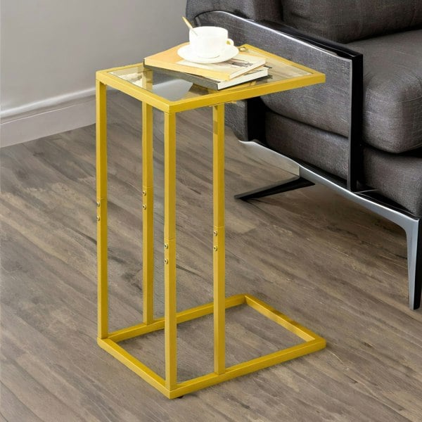 Rafaelo Mobilia Tempered Glass Gold Side Table