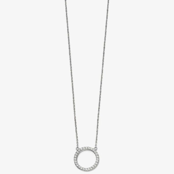 T. H. Baker Sterling Silver Cubic Zirconia Pave Open Circle Necklace N4216C