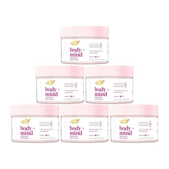 Dove Body+Mind Body Scrub 6x295ml Pink Dragon Fruit & Primrose Exfoliating Scrub