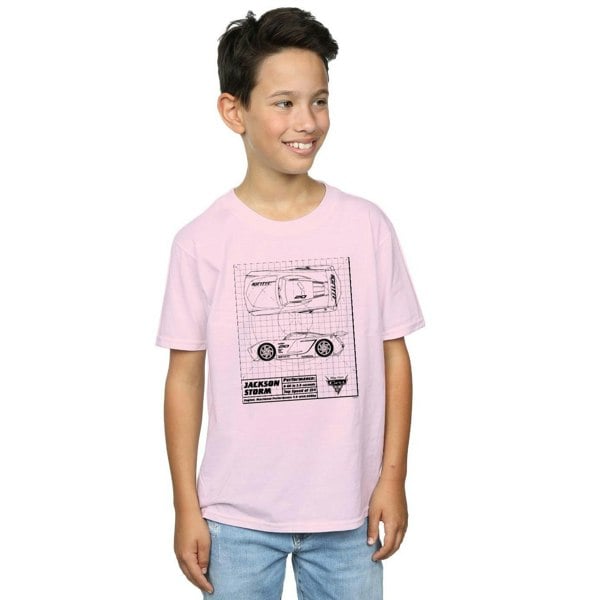 Disney Boys Cars Jackson Storm Blueprint T-Shirt - Baby Pink