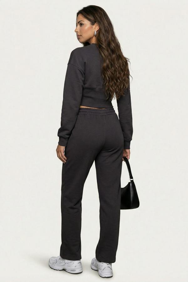 Urban Bliss Corset Top And Wide Leg Set Charcoal