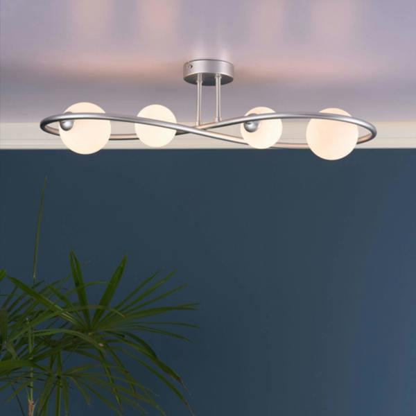 Pagazzi Lighting Lena 4 Light Matte Silver Semi Flush Ceiling Light