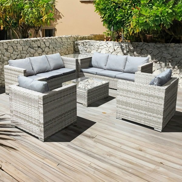 Oseasons Malta Rattan 8 Seat Corner Set in Dove Grey