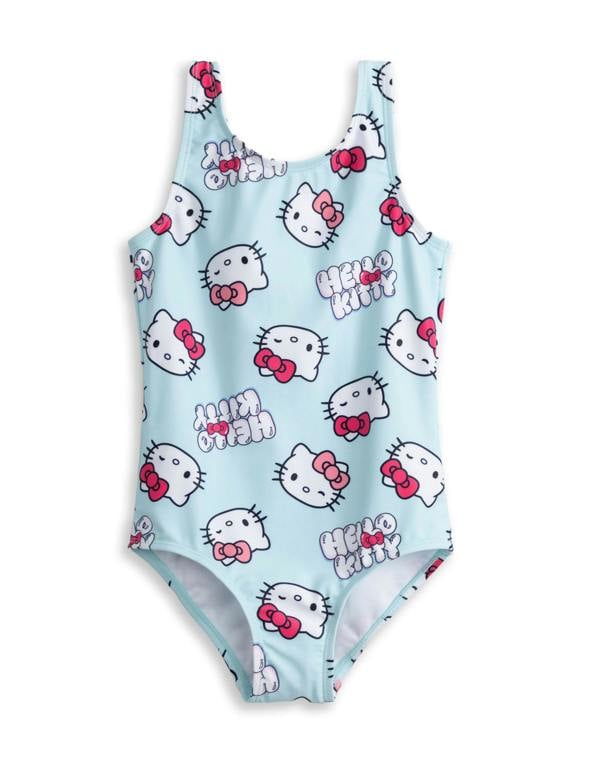 Vanilla Underground Hello Kitty Girls Blue Character AOP 1 Piece Swimming Costume