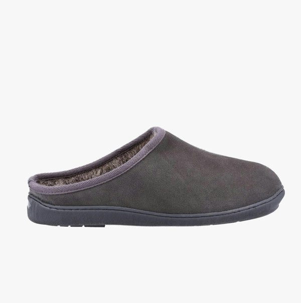 Hush Puppies ASHTON Mens Suede Slippers Grey