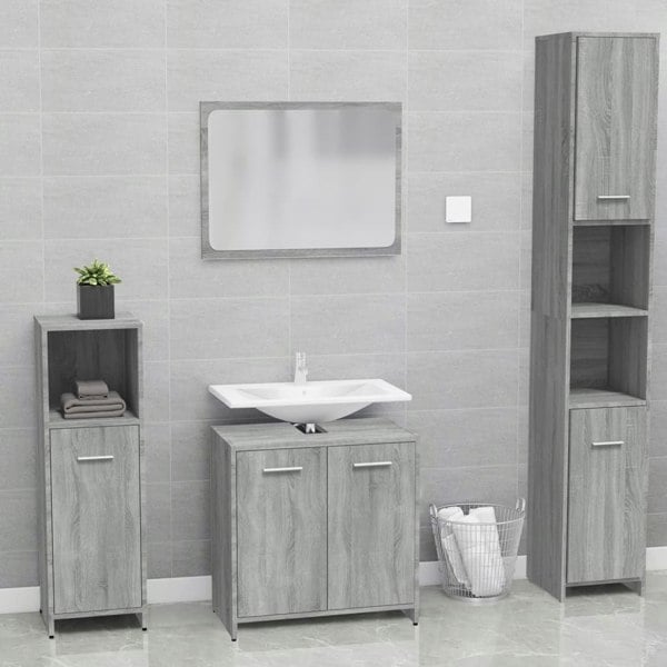 Berkfield Bathroom Furniture Set Grey Sonoma Engineered Wood