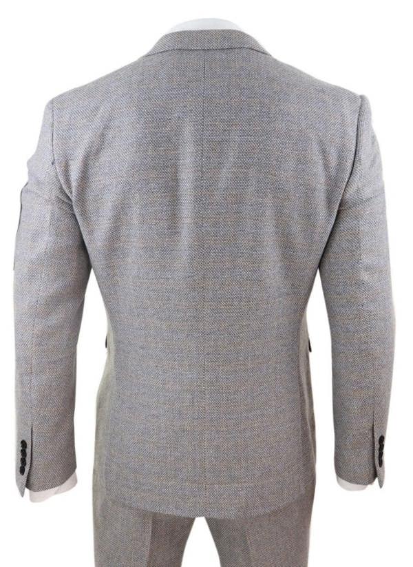 Paul Andrew Mens 3 Piece Cream Tweed Check Vintage Retro Suit
