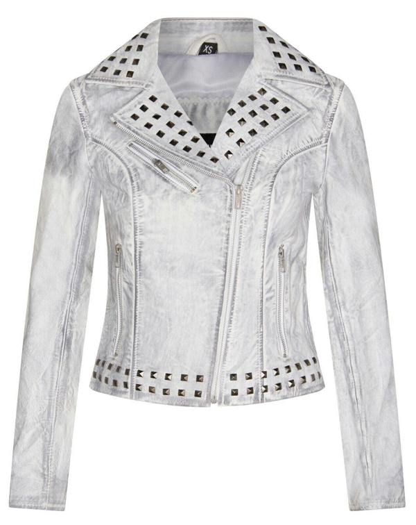 Infinity Leather Womens Gothic Biker Leather Jacket with Studs-Bilbao
