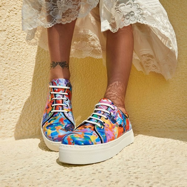 Embassy London Camila - Summer Colours - Women's white sole trainers in eye catching soft leather