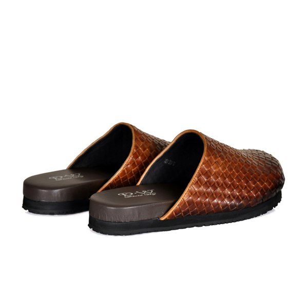 Lorenzo Handmade Woven Mules - Brown