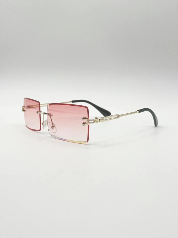 Frameless Square Sunglasses in Pink - svnx