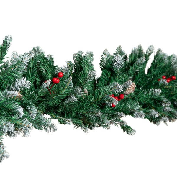 Samuel Alexander 2.7m Snow Tipped Christmas Garland with Red Berries, Cones & Bullet Tips