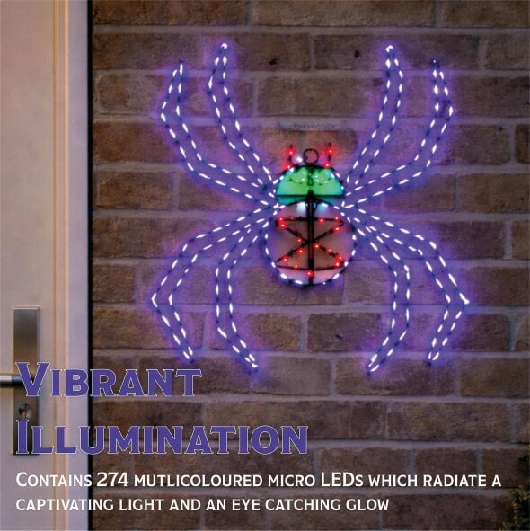 Scotts of Stow Fxlab Multicolour Micro LED Metal 2D Spider Outdoor  with Timer