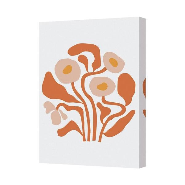 Benjamin Tate Design Abstract Orange Floral Canvas Art Print Handmade in the United Kingdom