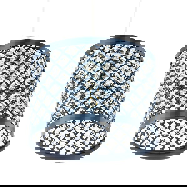 Modern Ornate Navy Blue Metal Pendant Shade with Clear Acrylic Beads Image 3