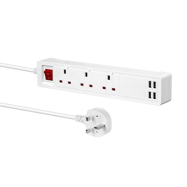 ENER-J Smart WiFi Power Extension Lead, 3 AC Outlets & 4 USB Ports, App Remote Control, Alexa & Google Assistant Compatible