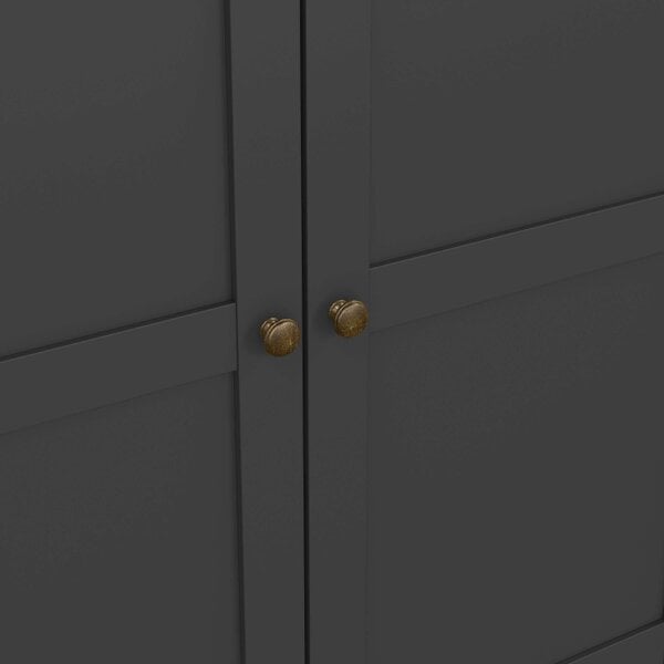 Wyld Haus Osaka Farmhouse Dark Grey Wooden Wardrobe 4 Doors 2 Drawers