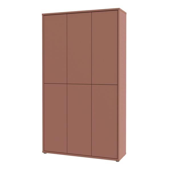 Furniture To Go Alice Springs Tall Shoe Cabinet with 6 Doors Push-to-Open in Terracotta