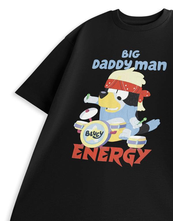 Bluey Mens Black Big Daddy Short Sleeved T-Shirt