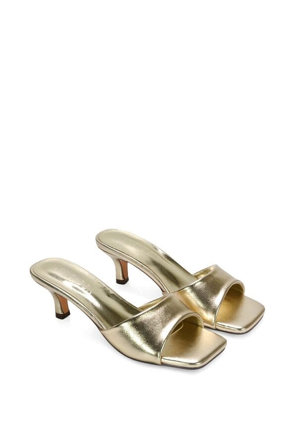 XY LONDON Square Toe Stiletto Kitten Heel Mule Sandals