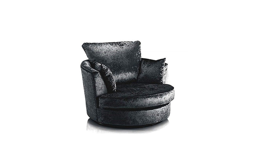 Dylan Crushed Velvet Fabric Swivel Chair Armchair in Black