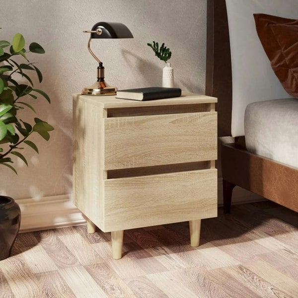 Berkfield Bed Cabinet with Solid Pinewood Legs Sonoma Oak 40x35x50 cm