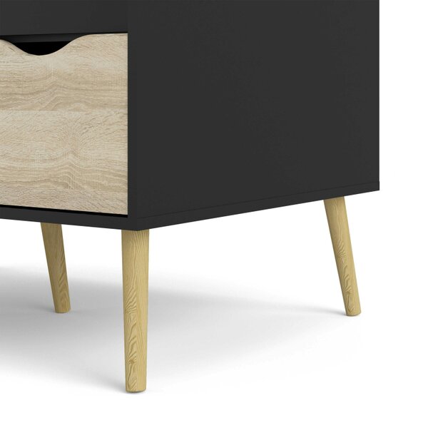 Wyld Haus Sapporo Black and Natural Oak Wardrobe 2 Doors 2 Drawers