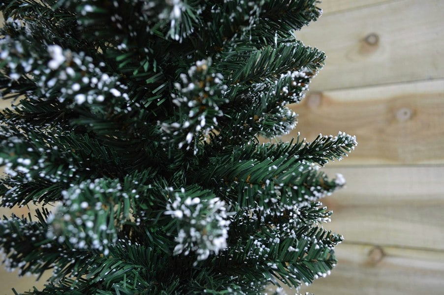 Samuel Alexander 6.5ft (2m) Pencil Style Slim Snow Tipped Artificial Christmas Tree in Green