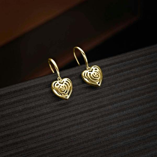 namana Gold Plated 925 Saterling Silver Heart Drop Earrings for Women