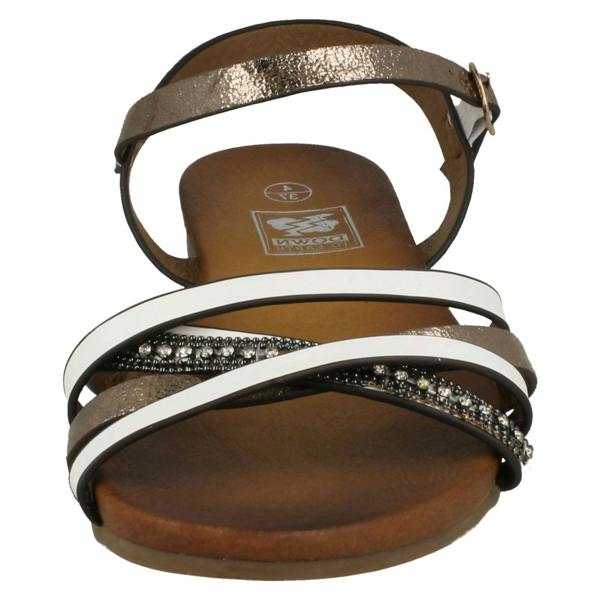 Down to Earth Ladies Down To Earth Flat X Strap Beaded Vamp Sandals