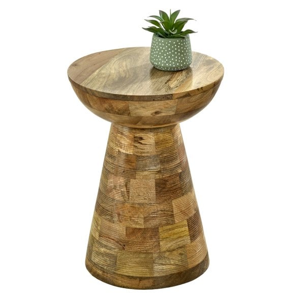 IH Design Valor Mango Wooden Round Side Table Mushroom Style