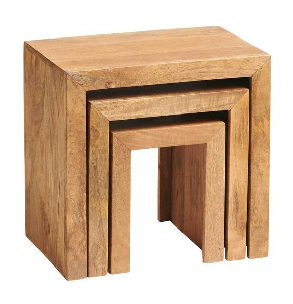 Wyld Haus Set of 3 Manila Light Mango Wood Nesting Tables