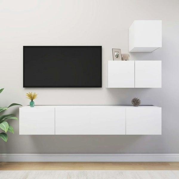 Berkfield 4 Piece TV Cabinet Set White Engineered Wood