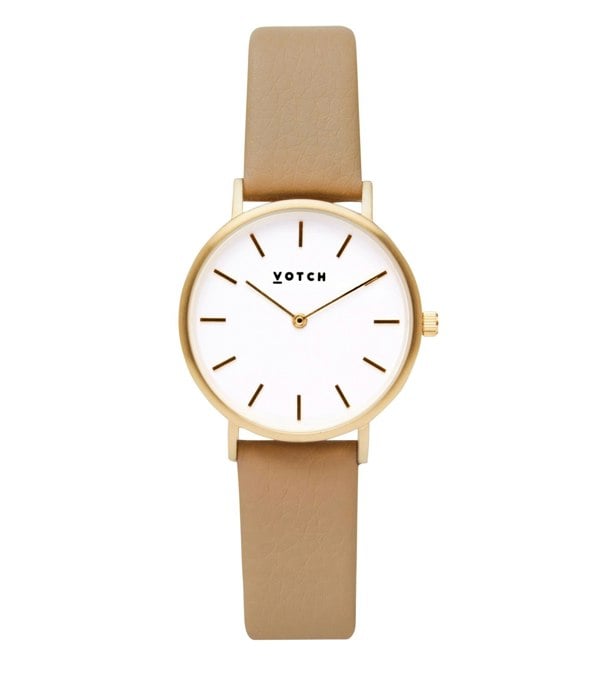 Votch Gold & Tan Watch | Petite