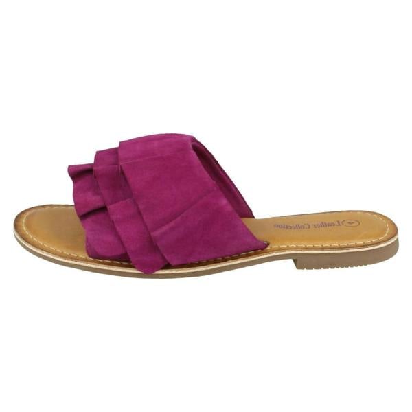 Leather Collection Ladies Leather Collection Frill Vamp Mules