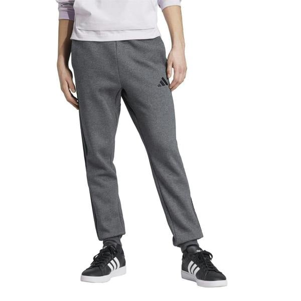 Adidas Mens Essentials Stripe Tapered Joggers - Dark Grey/White - 