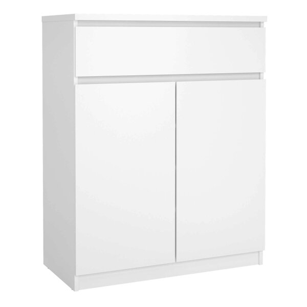 Wyld Haus Budapest White Wooden Tall Sideboard 1 Drawer 2 Doors