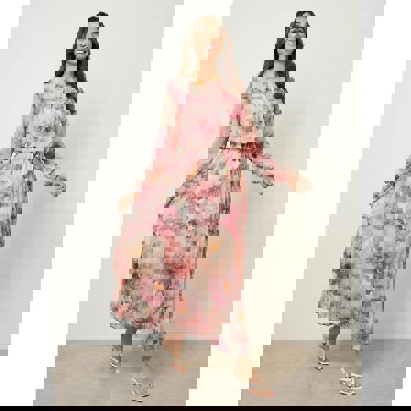 Blue Vanilla Pleated Floral Dress