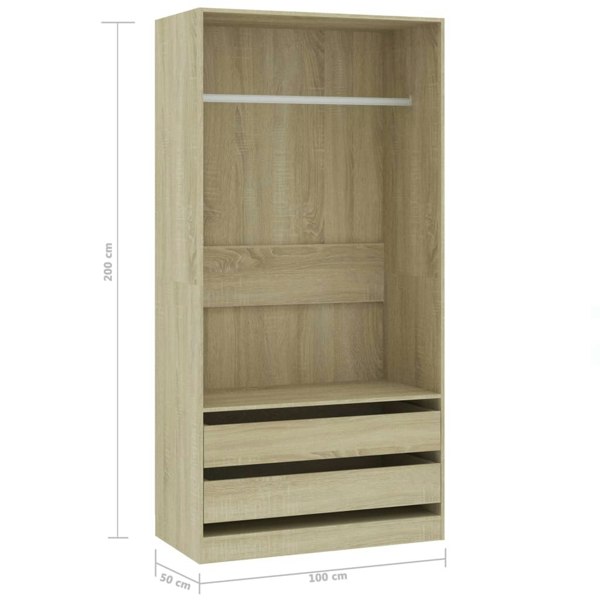 Berkfield Wardrobe Sonoma Oak 100x50x200 cm Engineered Wood