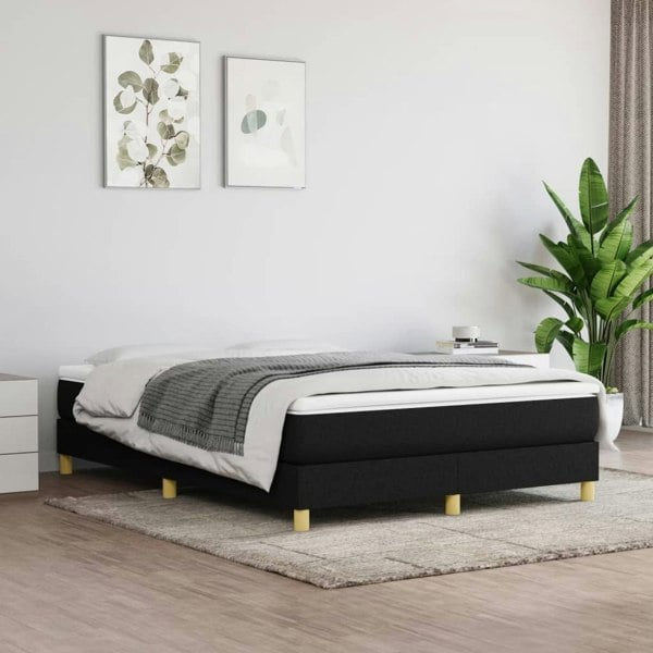 Berkfield Box Spring Bed Frame Black 135x190 cm 4FT6 Double Fabric