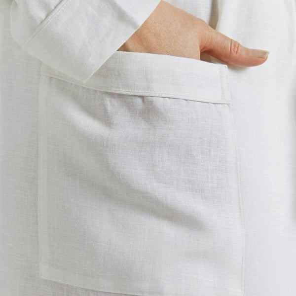 Lazy Linen Pure Washed Linen Bathrobe -  White