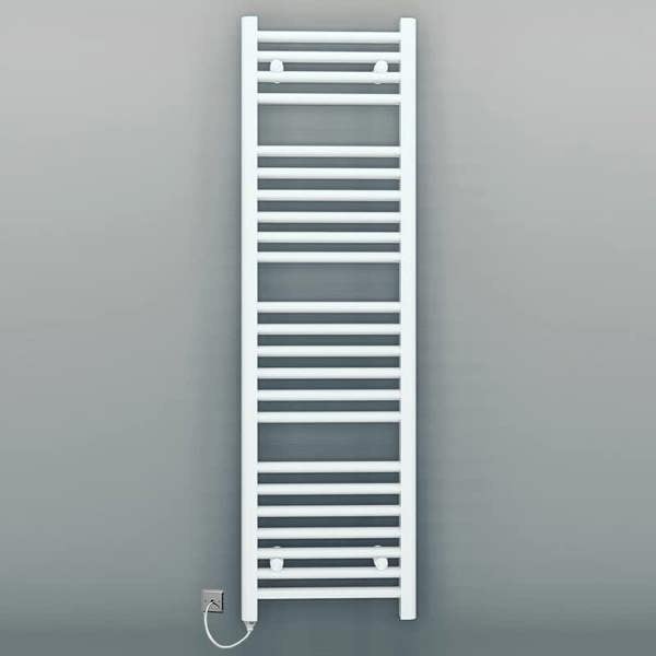 MYHOMEWARE 400 x 1200 mm Straight White Electric Pre-Filled Towel Rail Radiator For Designer Bathroom Standard Element