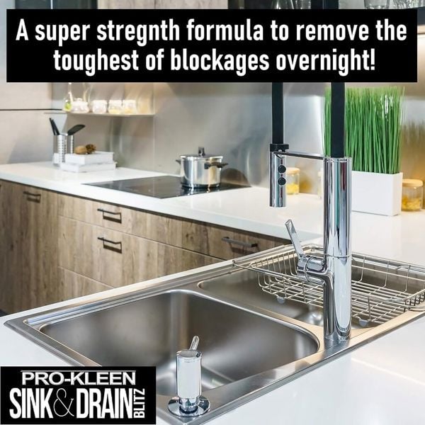 ProKleen 2L of Pro-Kleen Sink & Drain Blitz - Plughole, Sink & Drain Unblocker - Super Strength Formula