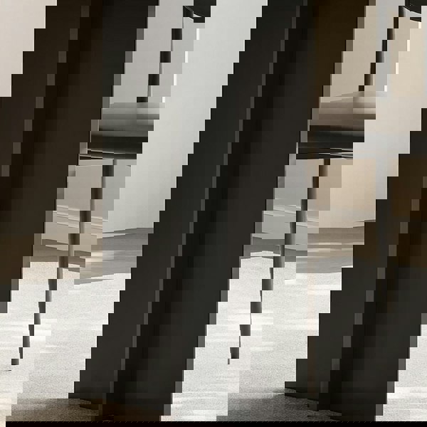 Hasegawa Dining Table, Sintered Stone With Black Legs in a lifestyle setting with round pedestal dining room table