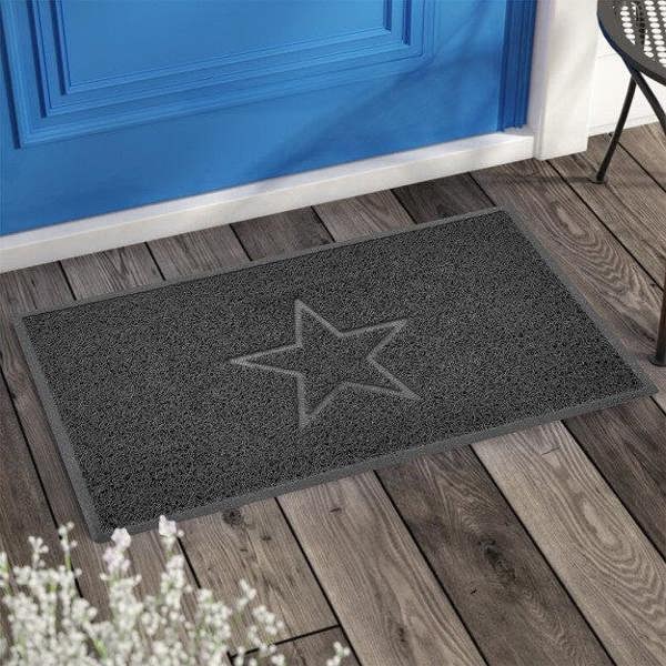 Nicoman Indoor Spaghetti Door Mat Embossed Star - Dark Grey
