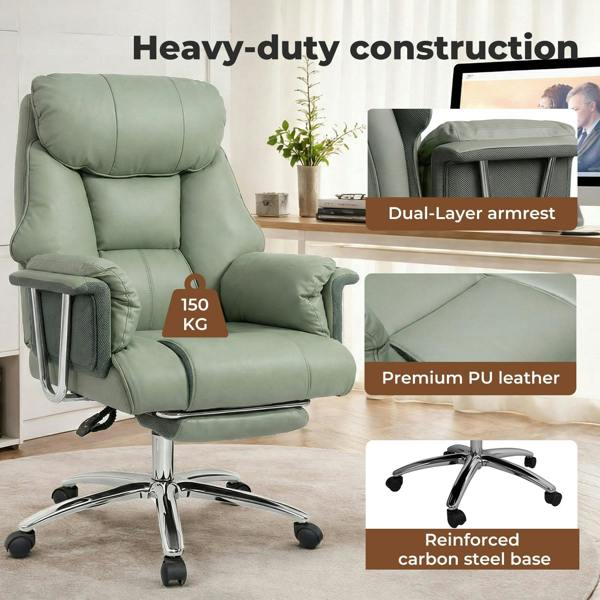 Levede Heavy Duty Executive Office Chair Wide Spring Cushion Recliner with Footrest