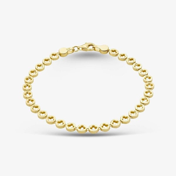 T. H. Baker 9ct Yellow Gold 7.5 Inch Stamped Open Flower Bracelet HSOB-290-9Y-7.5