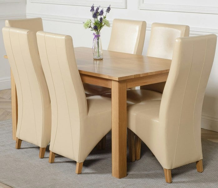 That's Furniture Oslo 150 x 90cm Medium Oak Dining Set with Lola Leather Chairs
