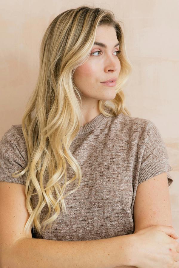 Lily & Me Lola Pointelle Knit Top Mocha